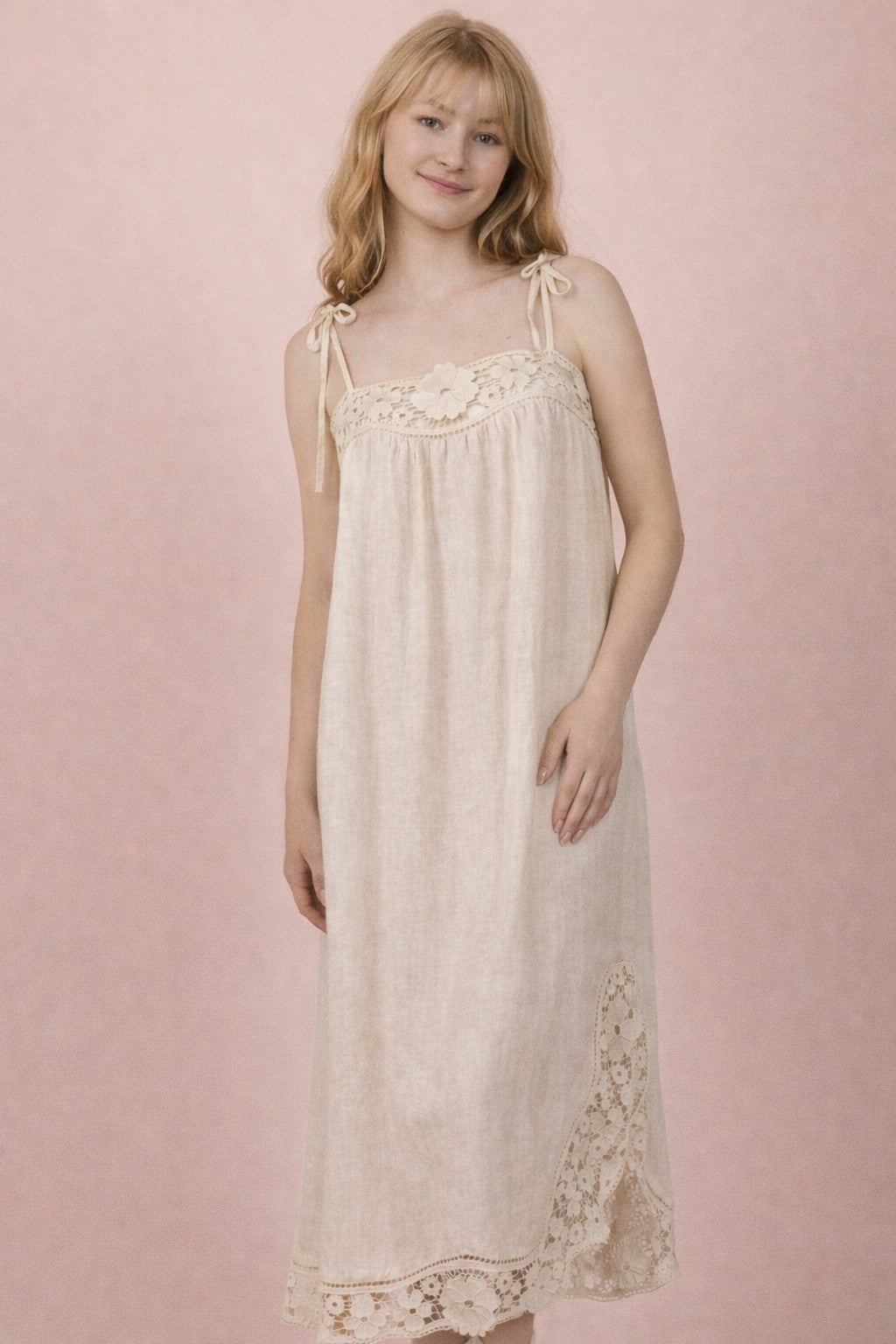 Luisa Lace Linen Maxi Dress