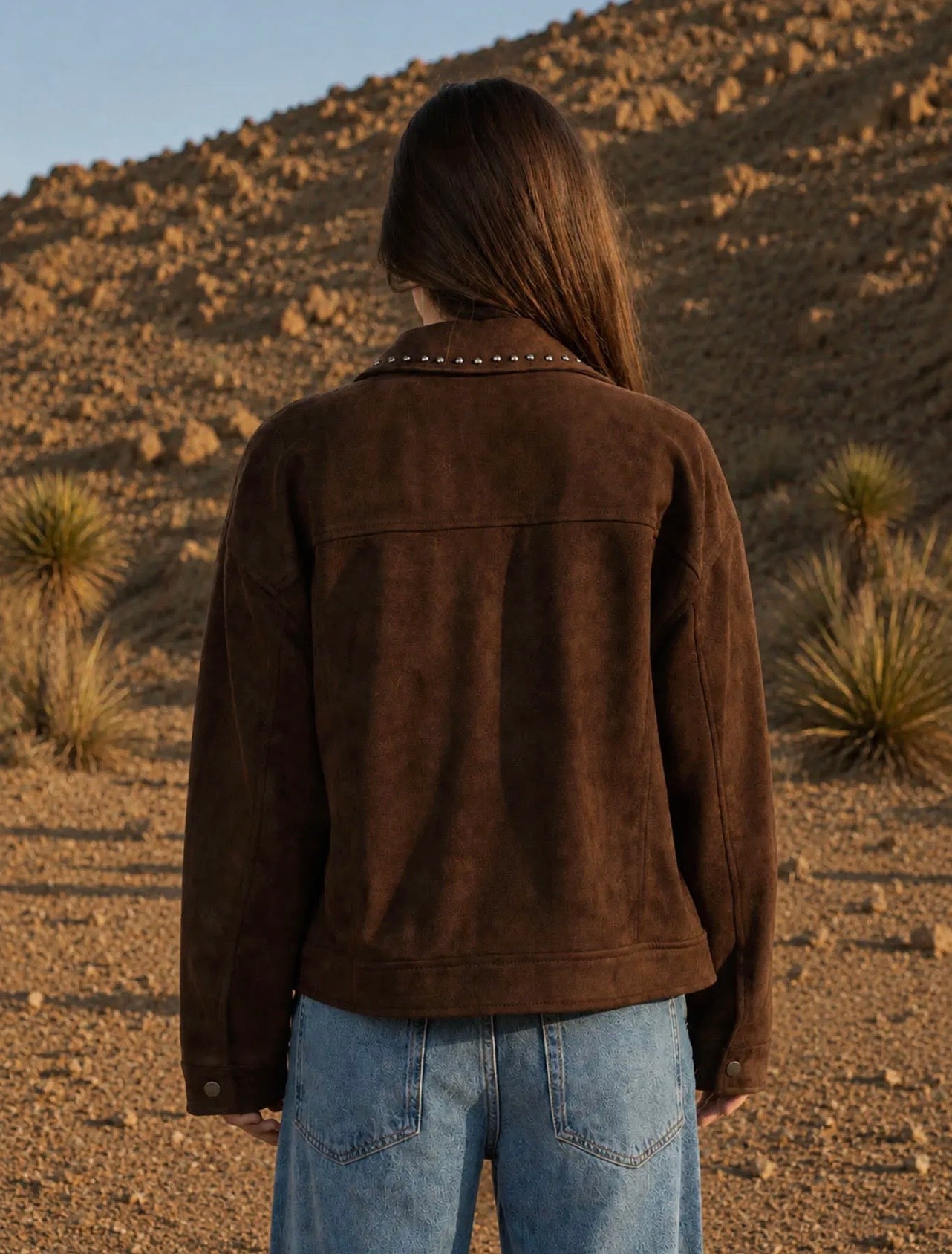 Vegan Suede Zip Up Jacket