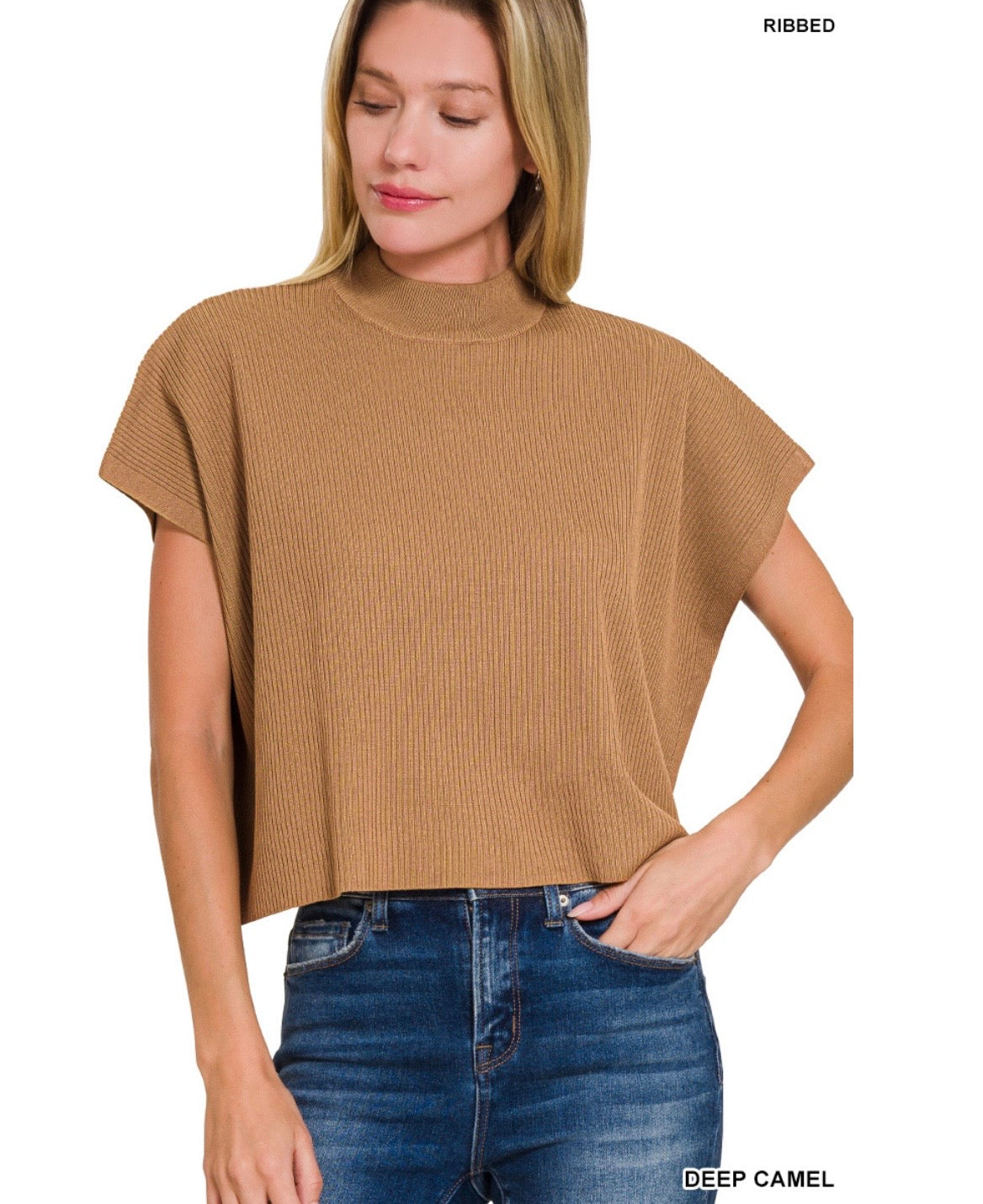 Mia Mock Neck Cropped Sweater