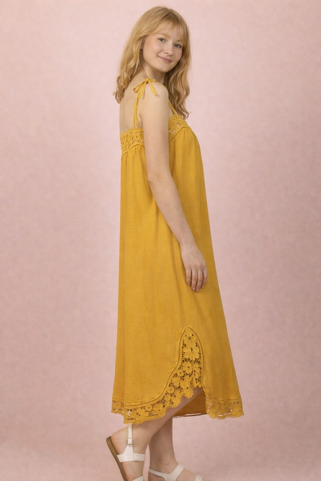 Luisa Lace Linen Maxi Dress