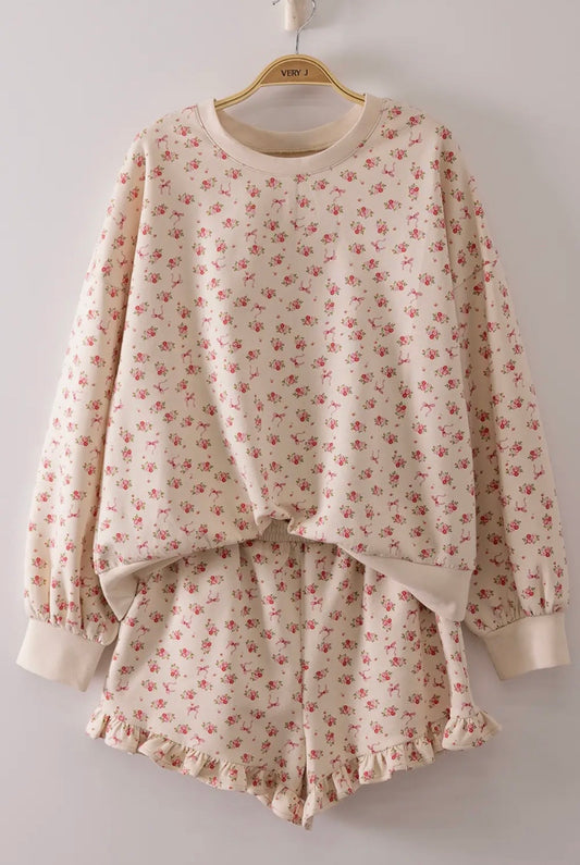 Jesse Floral Knit Top & Shorts Set