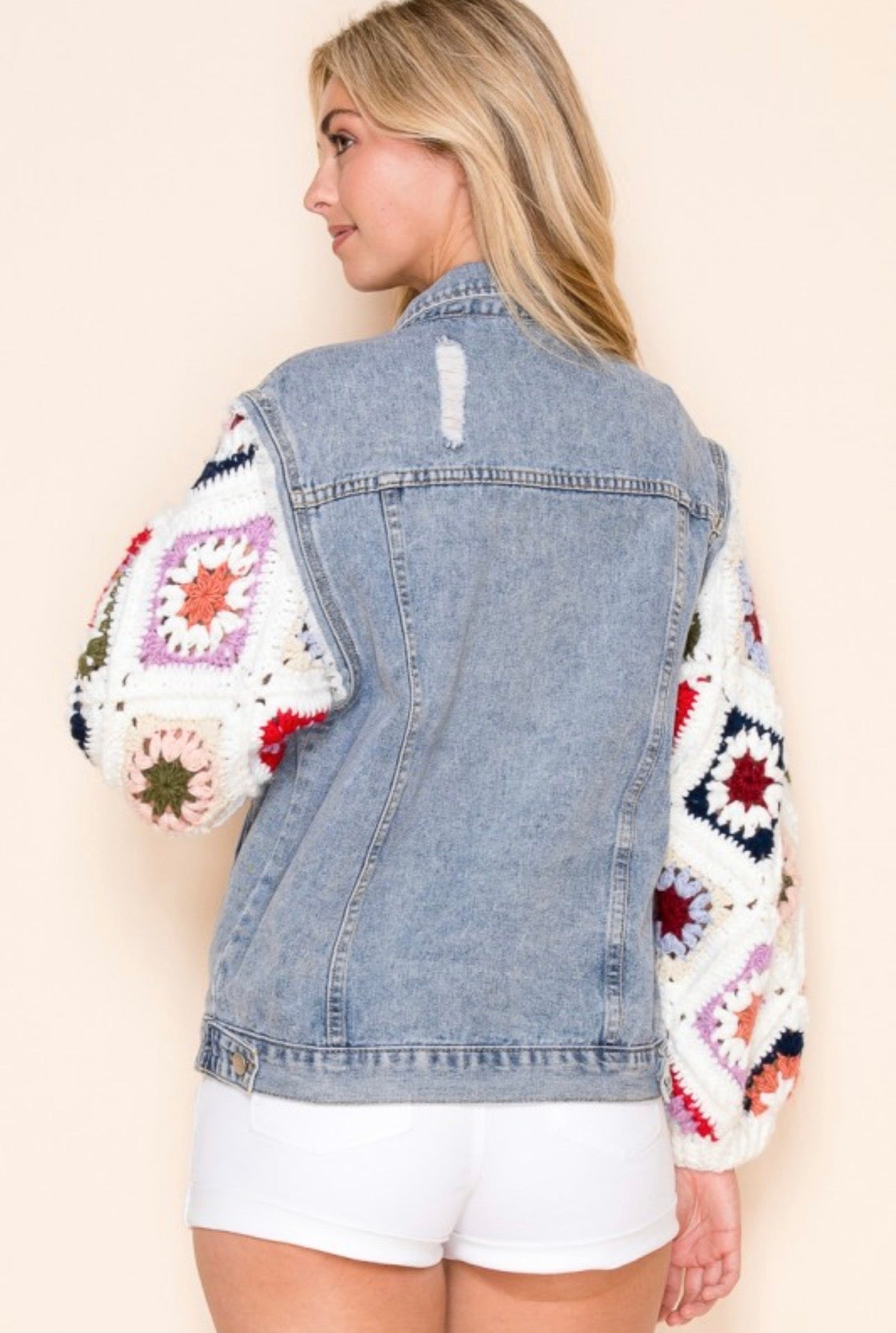Granny Squares Crochet Denim Jacket