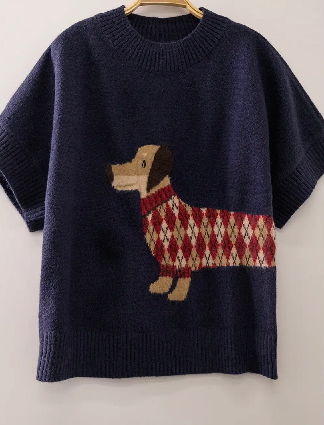 Graphic Dog Mock Neck Sweater
