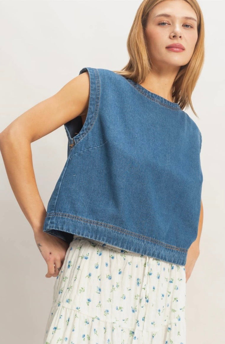 Denim Sleeveless Top