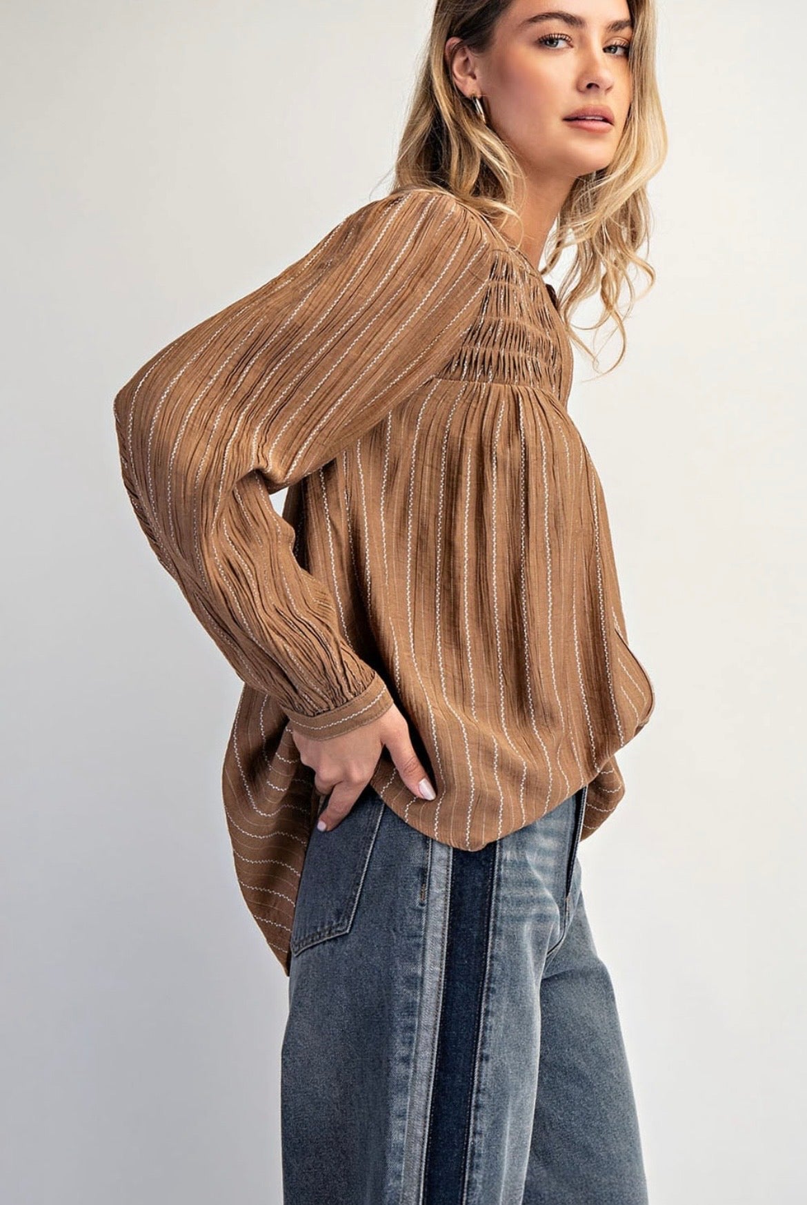 Misty Smoked Long Sleeve Top