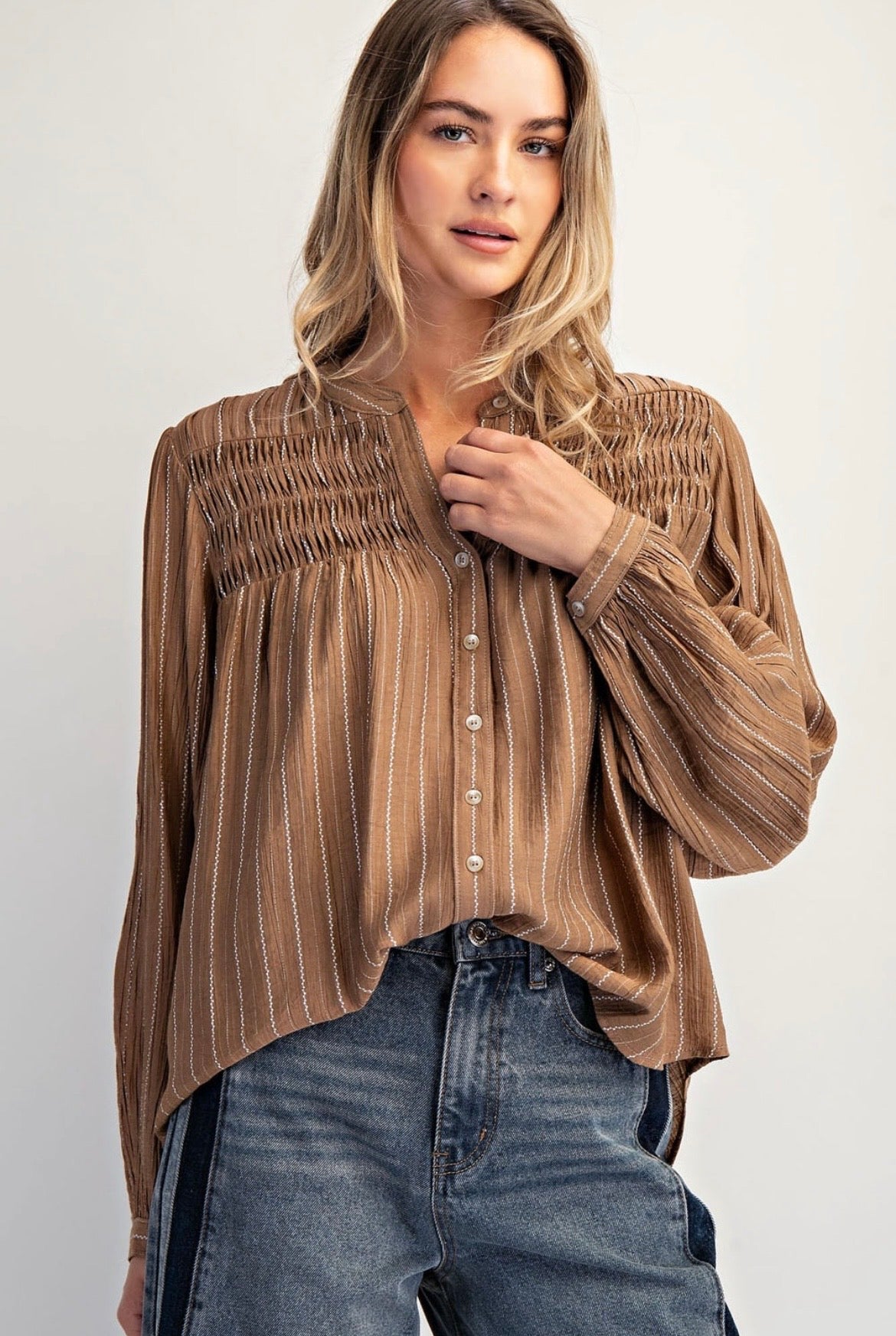 Misty Smoked Long Sleeve Top