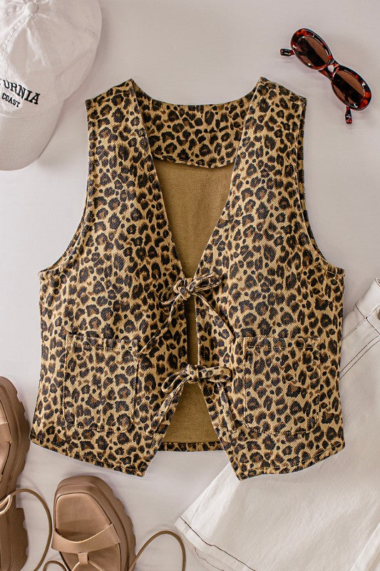 Denim Leopard Vest