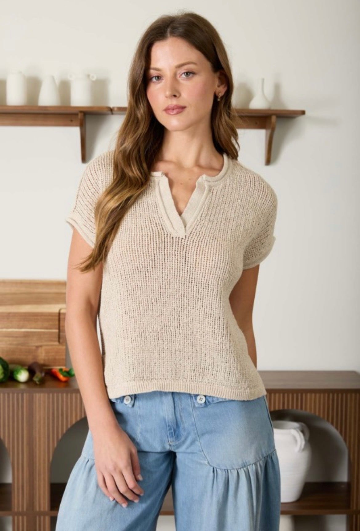 Jen Knit Slit Neck