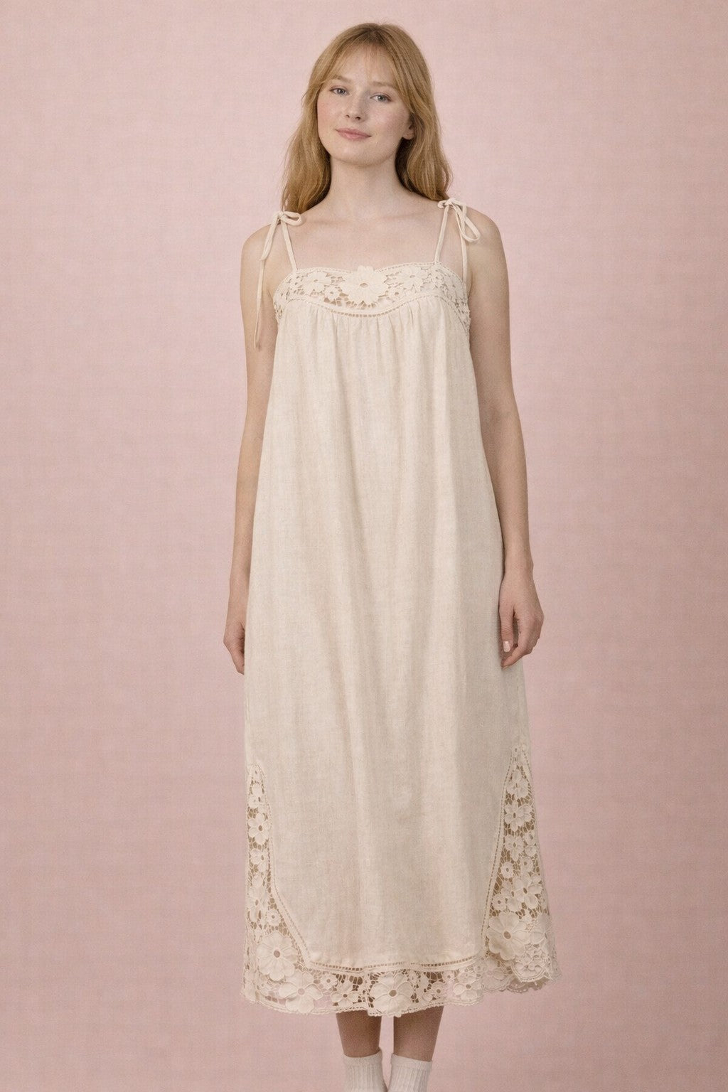 Luisa Lace Linen Maxi Dress