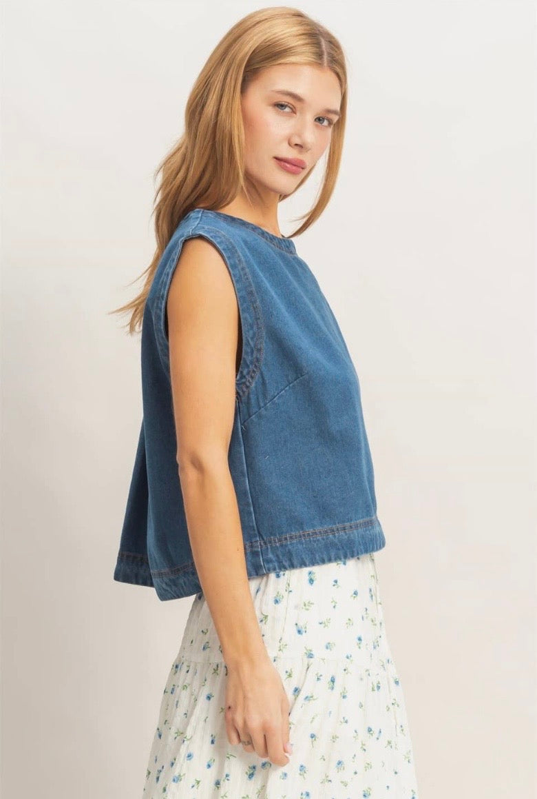 Denim Sleeveless Top
