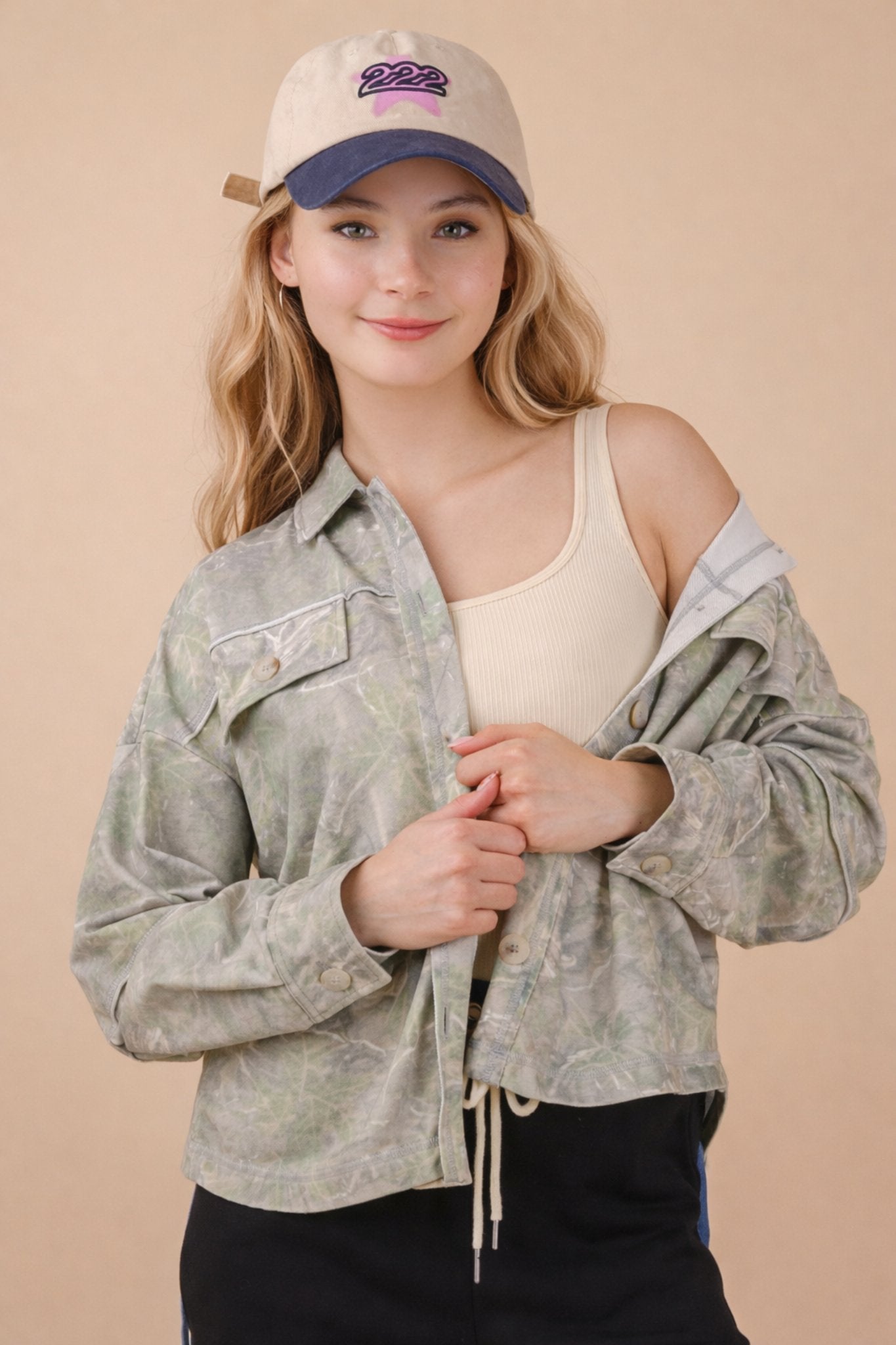 Anna Camo Button Down Shaket