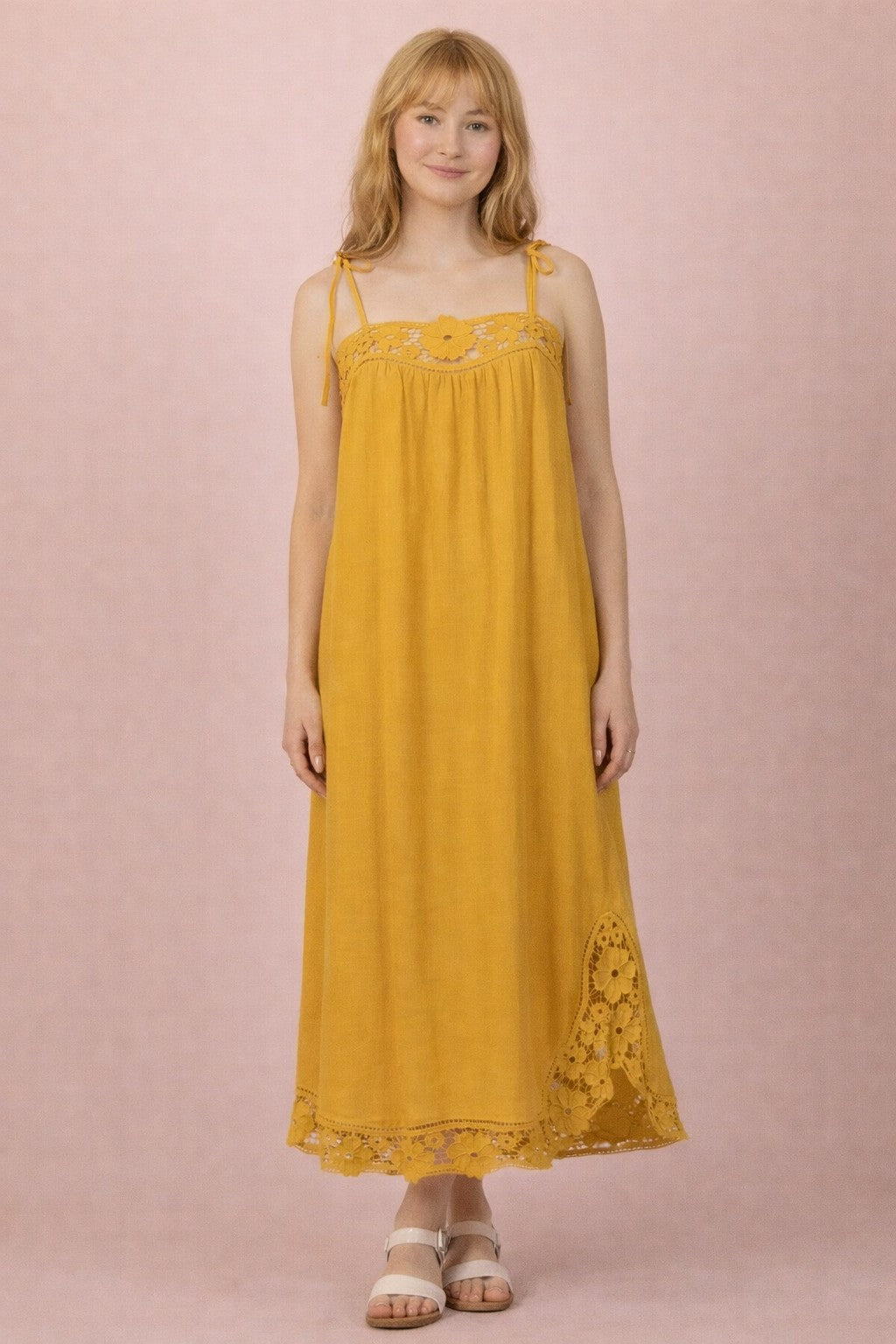 Luisa Lace Linen Maxi Dress