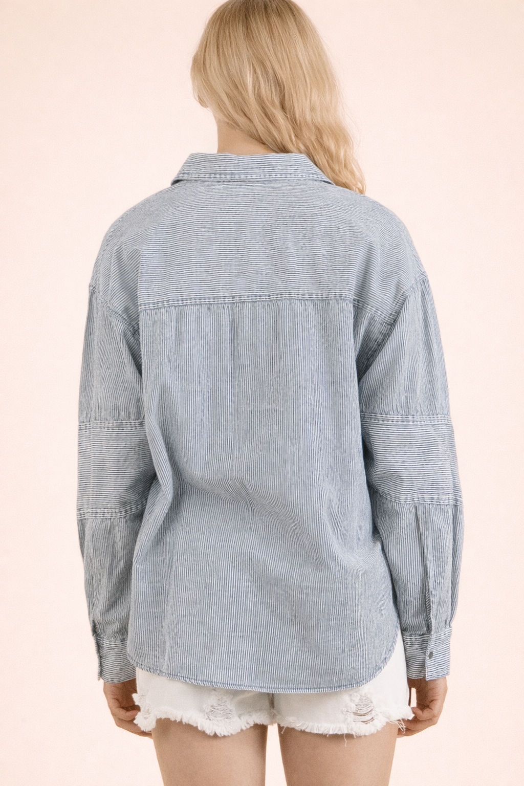 Addy Western Denim Button Down Pearl Snap Button