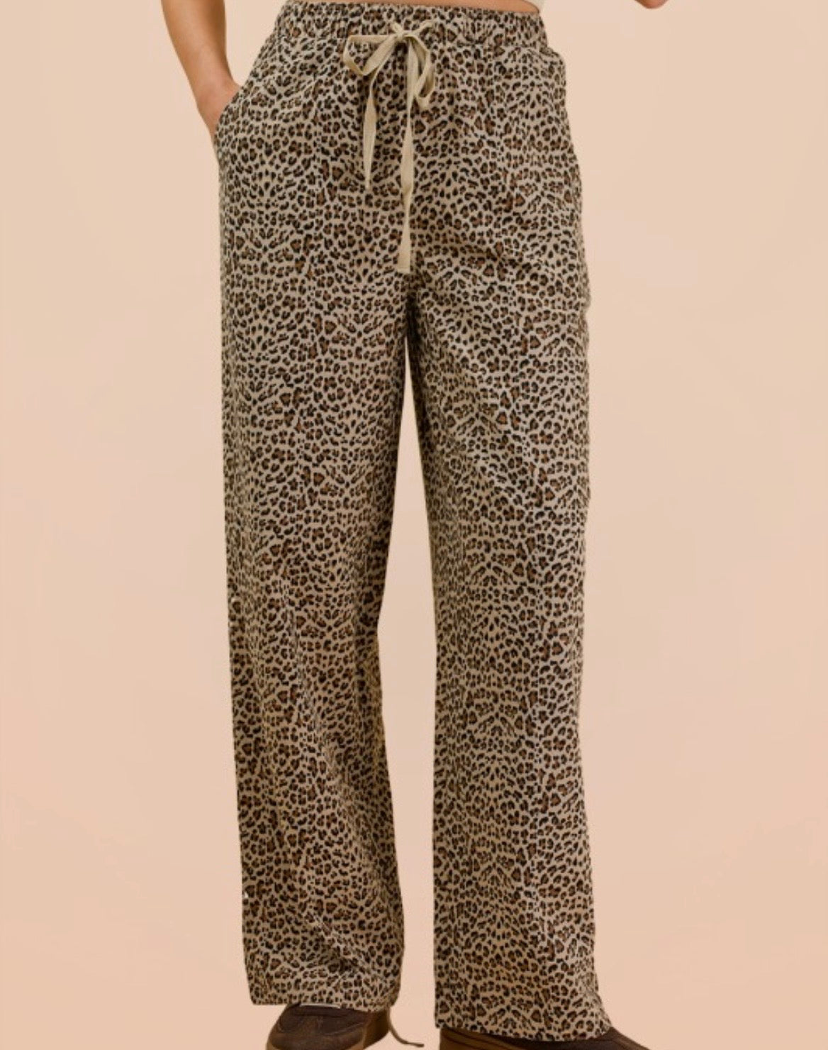 Cathy Linen Leopard Drawstring Pants