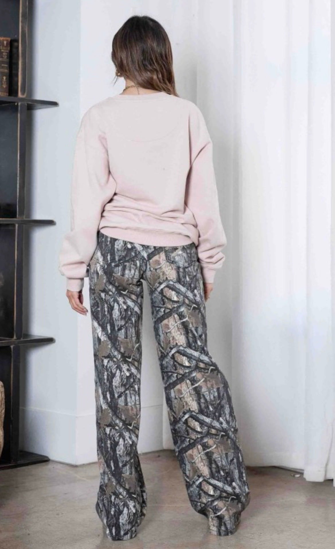Dark Wood Wide Leg Camo Pants