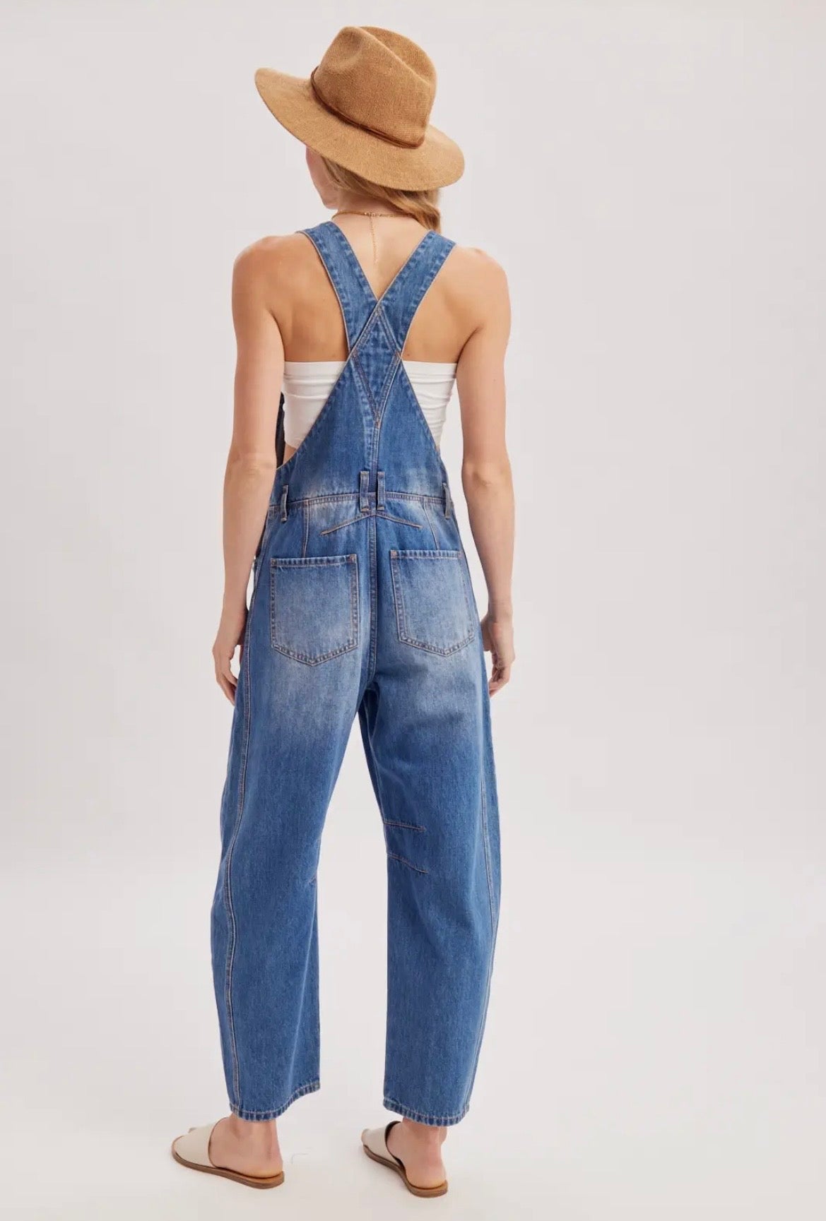 Katty Denim Barrel Overalls