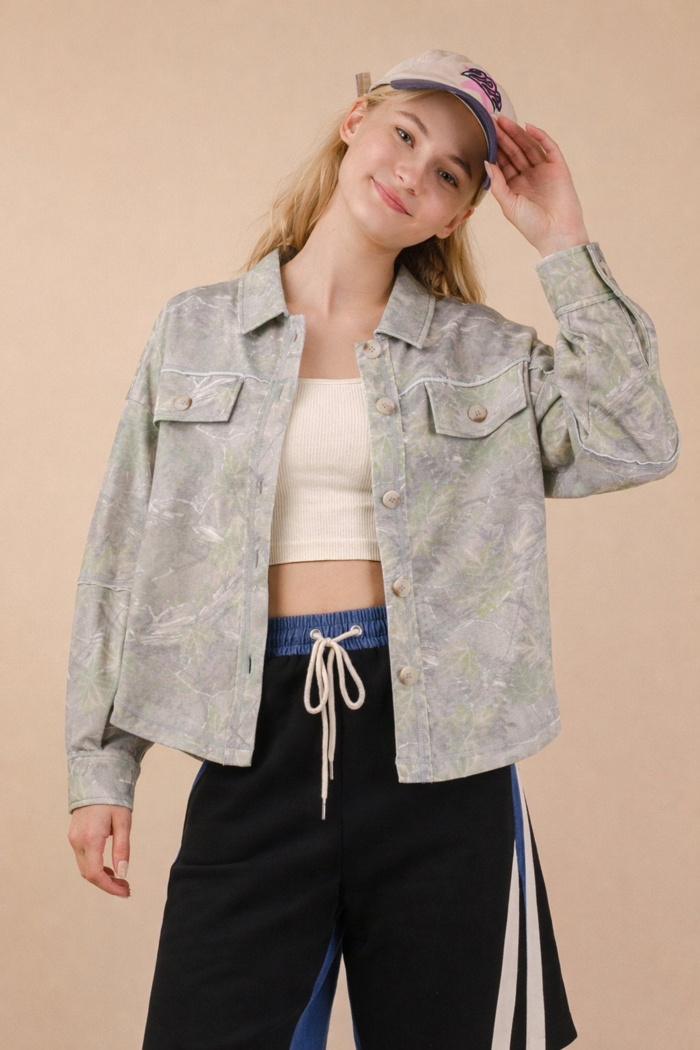 Anna Camo Button Down Shaket